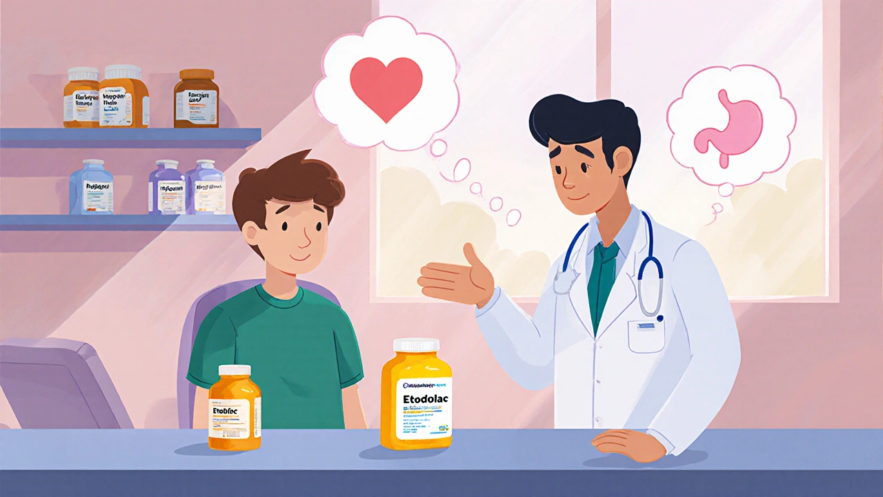 Disney‑illustrasjon av pasient som får råd fra lege om å velge riktig medikament.