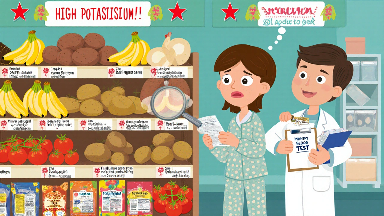 En pasient leser matetiketter i butikken og oppdager skjult kaliumklorid i matvarer.