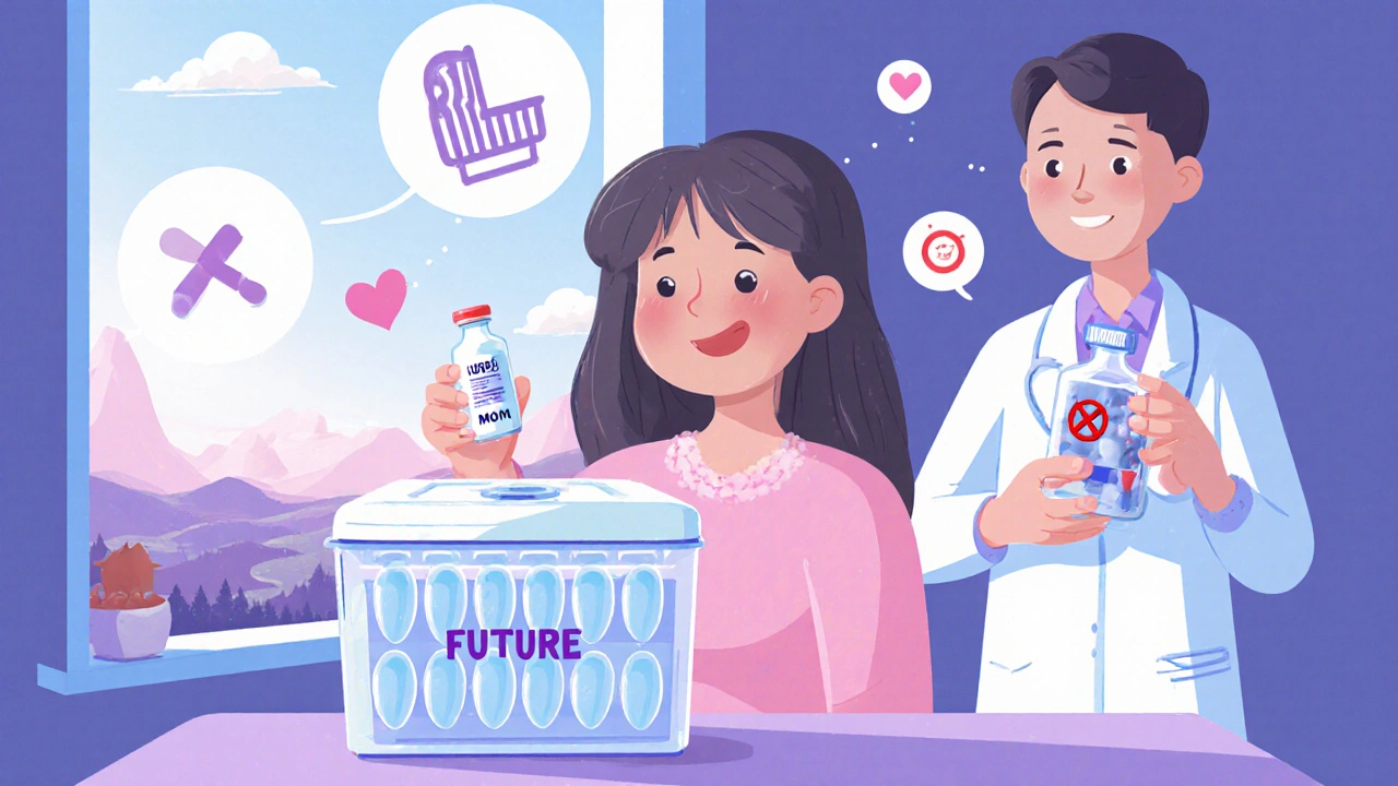 Kvinne lagrer egg for fremtiden mens lege viser alternativ medisin.