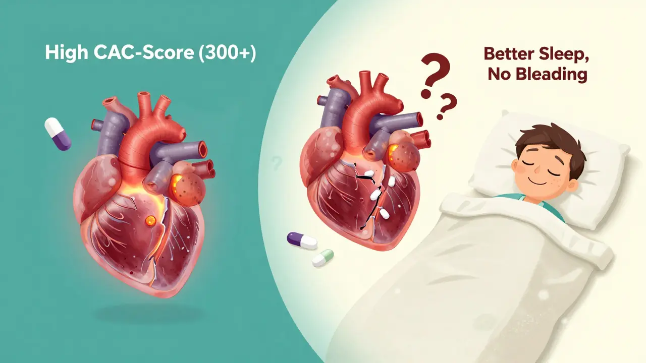 To mennesker: en med høy hjertesikke risiko og en med lav risiko — aspirin virker bare for den ene.