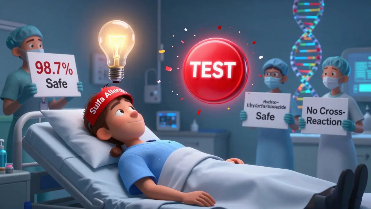 En pasient aktiverer en test som ødelegger en feilaktig sulfa-allergi-label og viser at det er trygt.