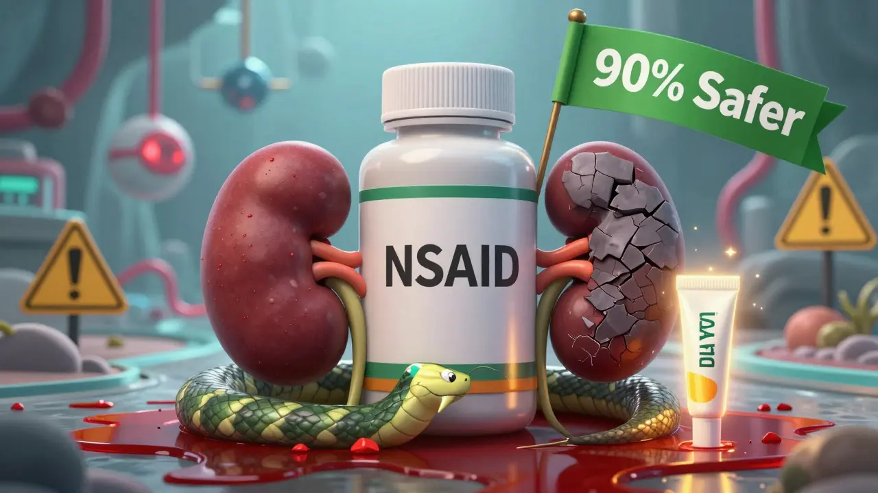 En NSAID-pille som en slange som presser nyrene, mens en topisk salve gir et trygt alternativ.