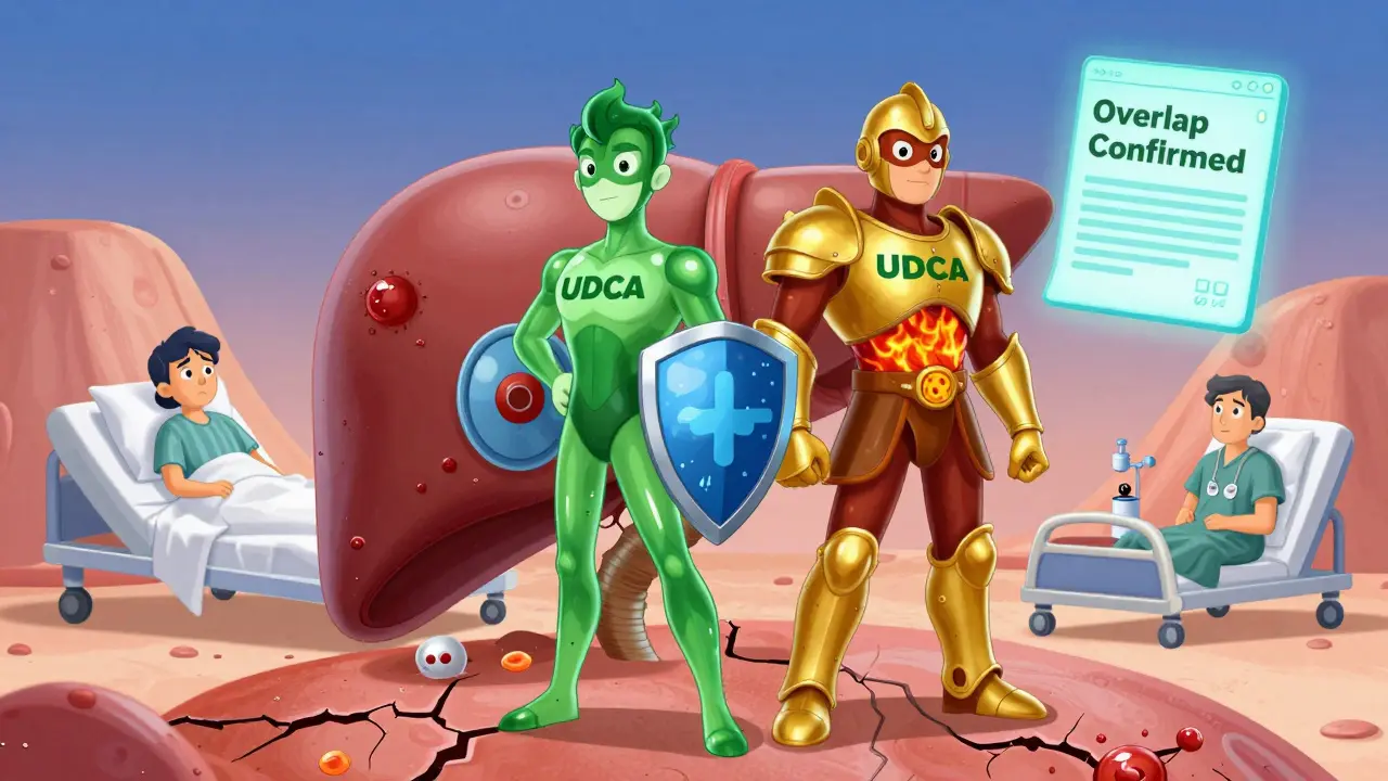 To medisinske helter beskytter leveren mot to typer sykdom samtidig i en animert scene.