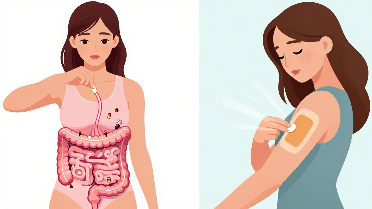 Sammenligning av tabletter og plaster for hormonbehandling